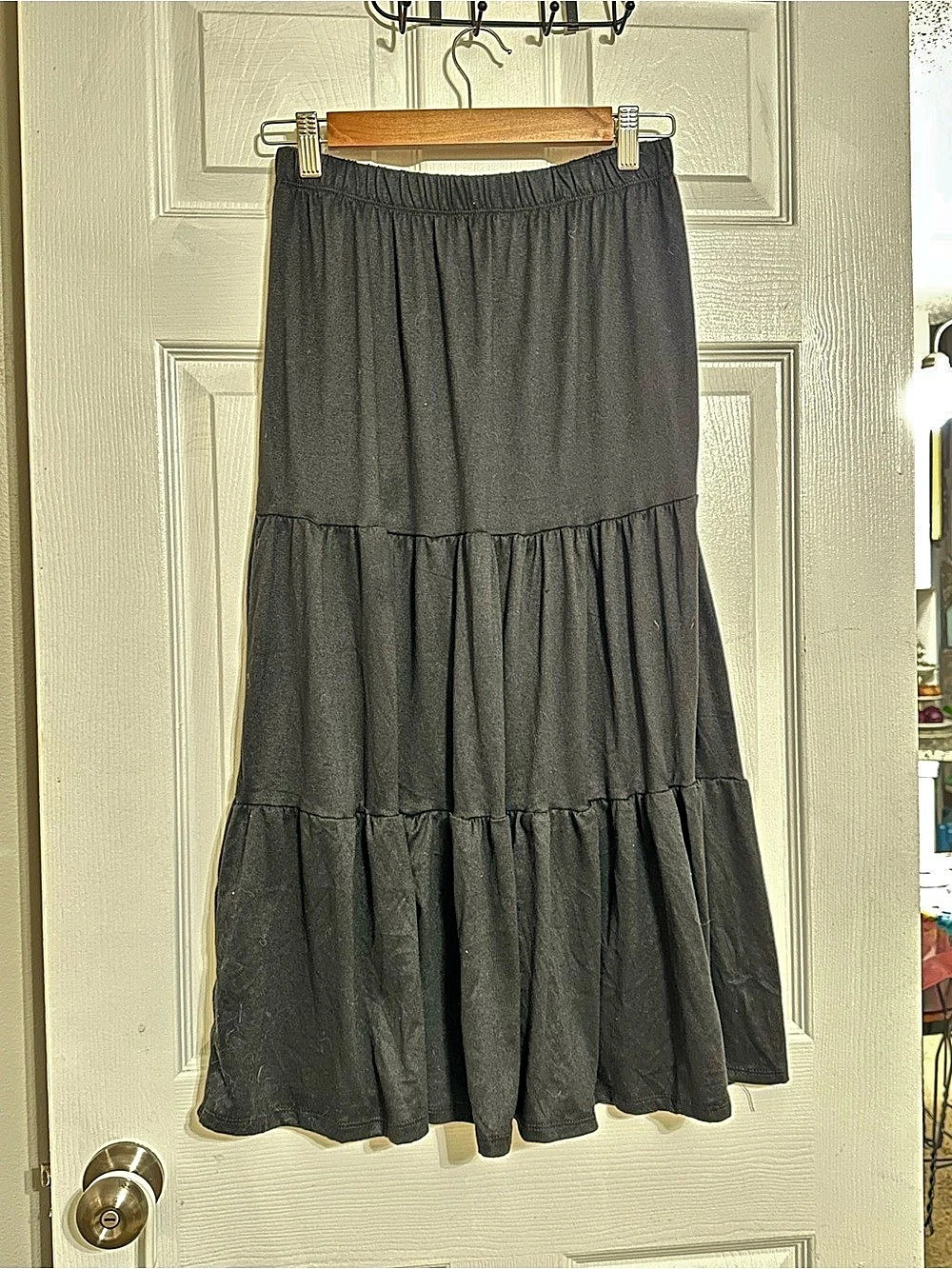 Tiered Maxi Skirt in Black Like New